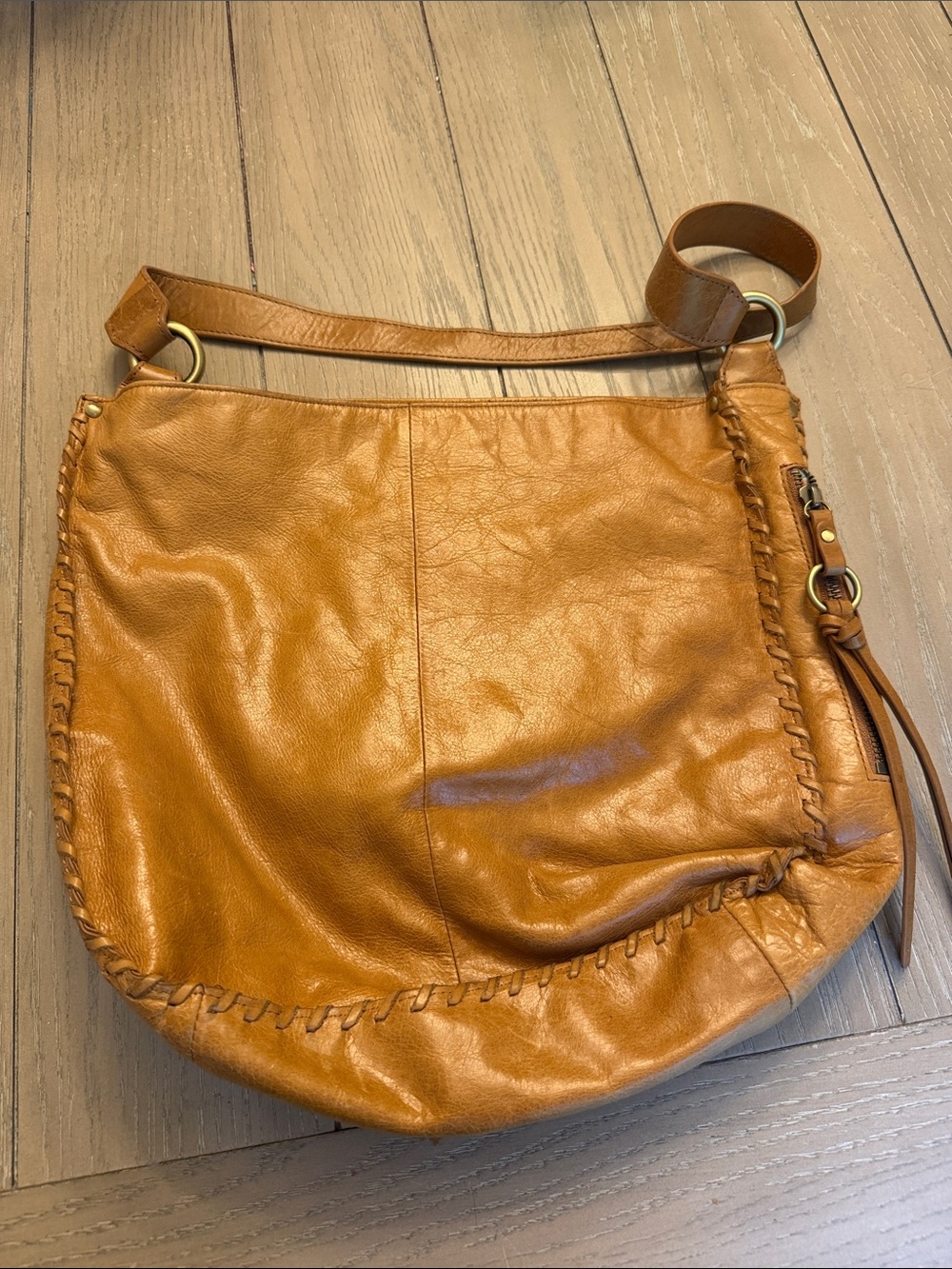 HOBO Cognac Leather Shoulder Hobo Bag